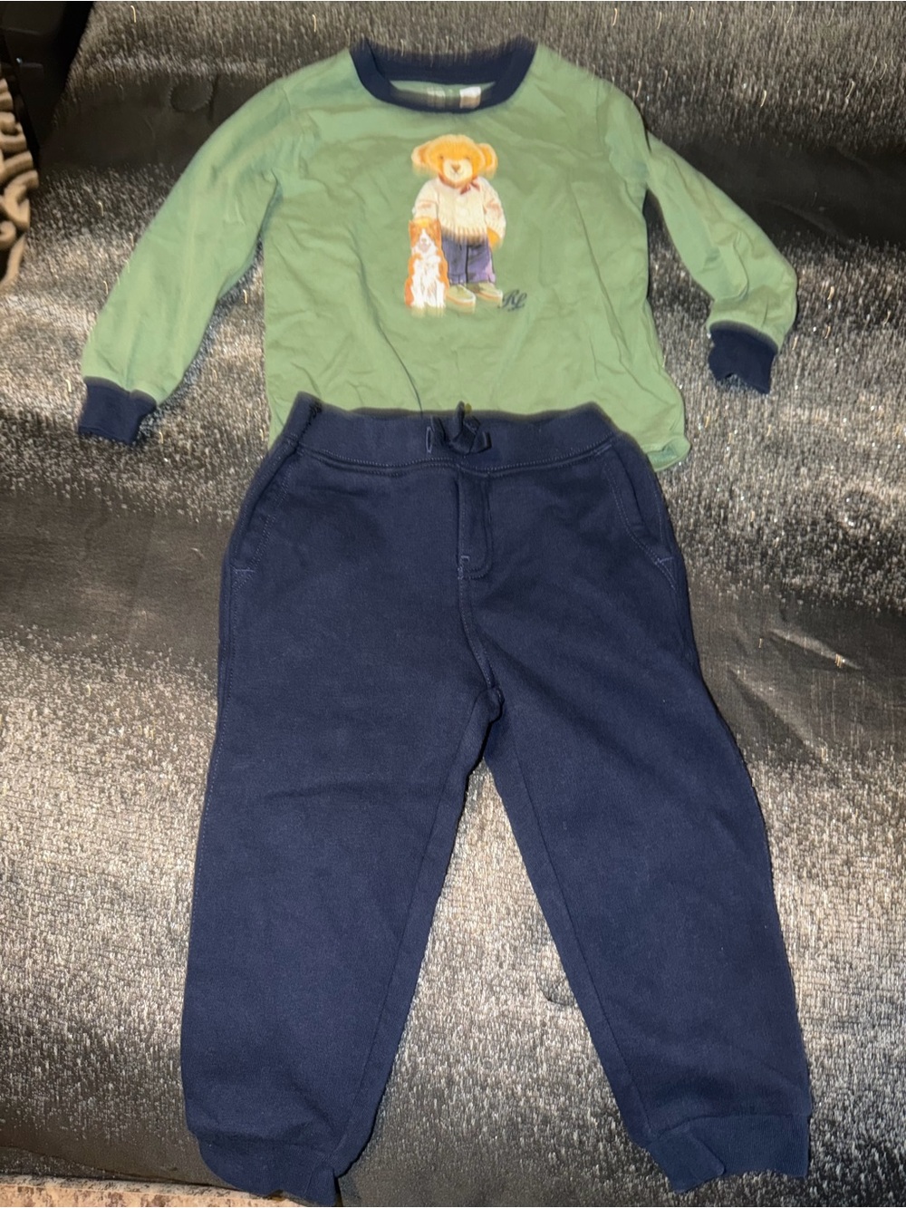 Polo by Ralph Lauren Kids Green Top and Navy Sweatpants Set